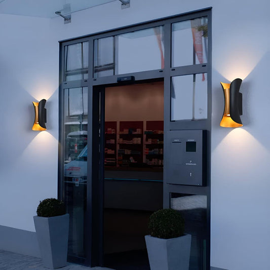 
Curved Outdoor Wall Light With Up and Down Beam, Integrated LED, IP65, Four Sizes