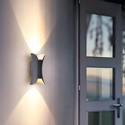 Curved Outdoor Wall Light With Up and Down Beam, Integrated LED, IP65, Four Sizes
