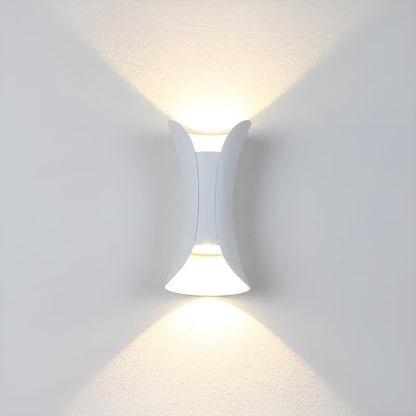 Curved Outdoor Wall Light With Up and Down Beam, Integrated LED, IP65, Four Sizes
