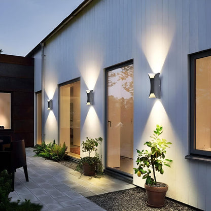 Curved Outdoor Wall Light With Up and Down Beam, Integrated LED, IP65, Four Sizes