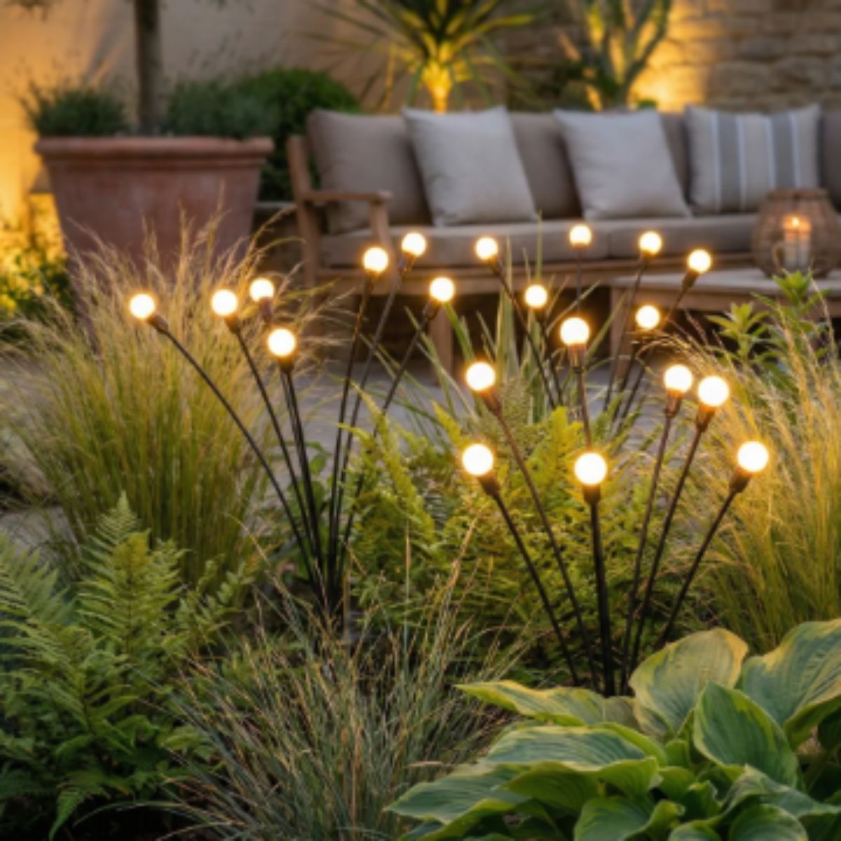 
Firefly Solar Garden Lights, LED Pathway Stakes, IP65, 17.3 in, Sets of Six to Ten