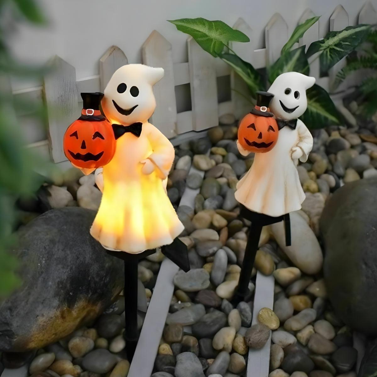 
Pumpkin Solar Pathway Lights for Halloween, LED Garden Stakes, 15.7 in, Six Styles