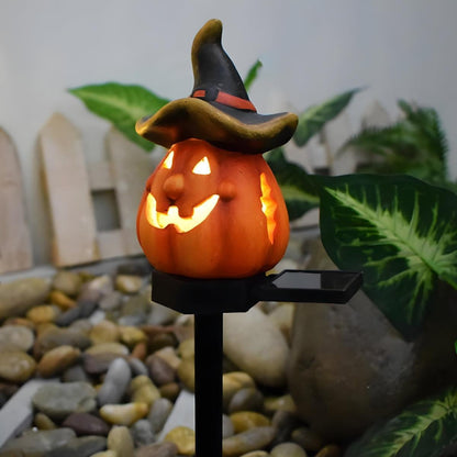 Pumpkin Solar Pathway Lights for Halloween, LED Garden Stakes, 15.7 in, Six Styles