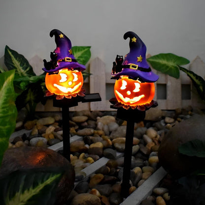 Pumpkin Solar Pathway Lights for Halloween, LED Garden Stakes, 15.7 in, Six Styles
