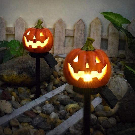 
Pumpkin Solar Pathway Lights for Halloween, LED Garden Stakes, 15.7 in, Six Styles