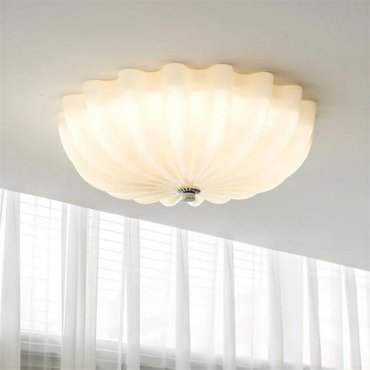 Petal Flush Mount Ceiling Light With Glass Shade, Integrated LED, 15.7 in