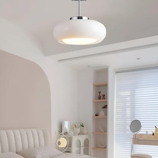 
Semi Flush Mount Ceiling Light With Glossy Glass Shade, Mid-Century Design, 11 in